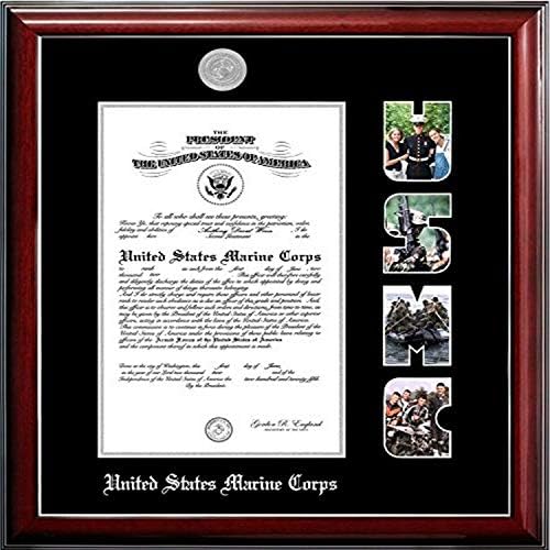 Imagens do campus Macs002s Marine Certificate Frame com medalhão de prata e aberturas de tiro no Snap, 10 x 14
