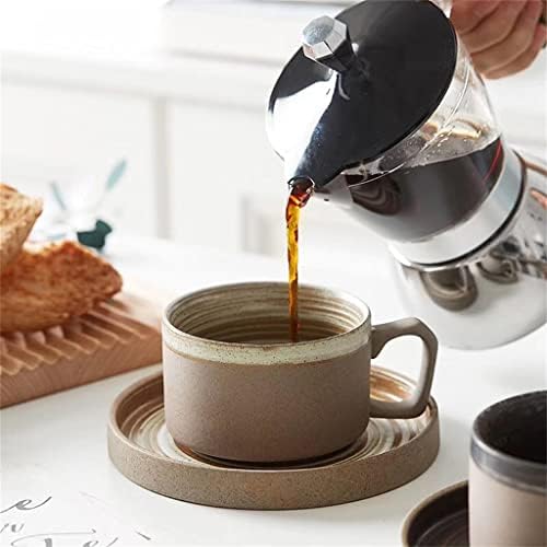 n/um estilo japonês de cerâmica cappuccino xícara de café e pires caneca de cerâmica feita à mão