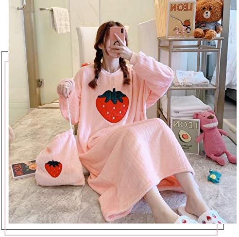 ZSQAW 2020 Winter coreano grosso de flanela quente de manga comprida camisola solta para mulheres coral Velvet Sleepwear