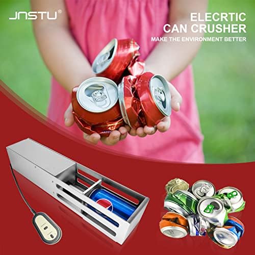 JNSTU Electric Can Crusher, 12 onças e 16 onças e 24 oz de alumínio Crusher, lata de lata para reciclagem, compactador de lixo,