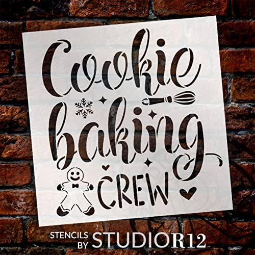 Crew estêncil de cozimento de biscoitos por Studior12 | Craft DIY Christmas Home Decor | Pinte o sinal de madeira de inverno | Modelo
