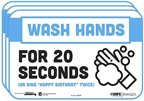 BESAFE Mensagens bilíngues espanhol lavar as mãos por 20 segundos/lava tus manos por 20 segundos, 3-pack 9 x6, sinal de segurança