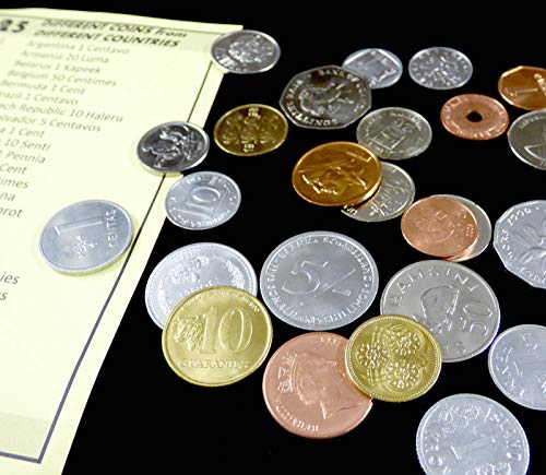 25 moedas de 25 países diferentes - coleção mundial de 25 moedas não circuladas - grande conjunto de partidas
