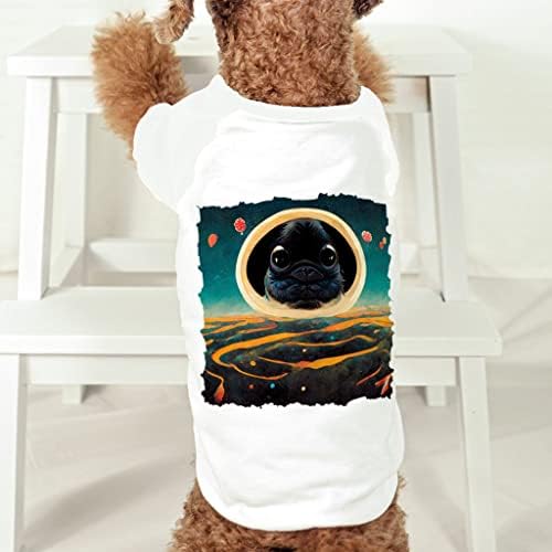 Camiseta de cachorro de cachorro no espaço - camisa de cão gráfico - roupas de cachorro de desenho animado