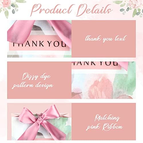 24 PCs Pink obrigado sacos de presente Mothers Day Gift Sachs com fita de arco rosa, caixas de tratamento de pequenos doces de doces