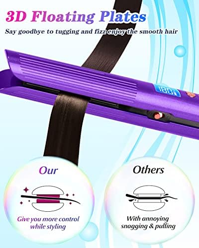 Alisadores de cabelo sem fio, alisadores de cabelo portáteis de 5000mAh 2 em 1 para todos os tipos de cabelo, 8 níveis