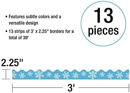 Carson Dellosa - Flocos de neve recortaram bordas, decoração de sala de aula, 39 pés