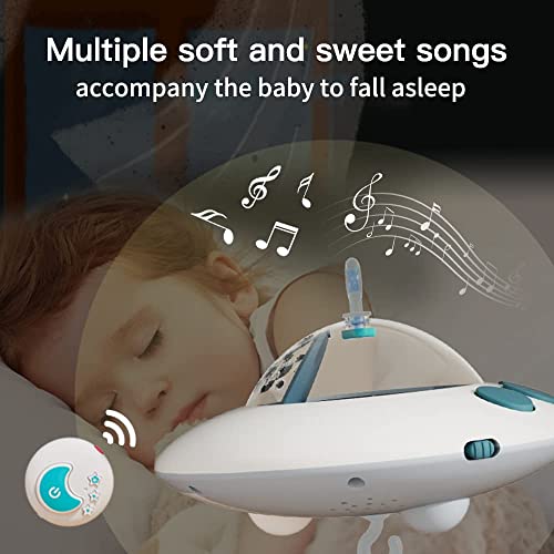 Eners Baby Crib Mobile com música e luzes, móvel para berço com controle remoto, rotação, projeção de lua e estrela, brinquedos de berço para meninas meninas