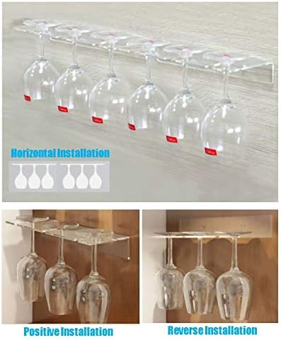Marcas genéricas Rack de Stemware, porta -copos de vinho sob organização do gabinete e conjunto de armazenamento de 2, acabamento acrílico transparente de 11 polegadas de vidro de vidro de vidro