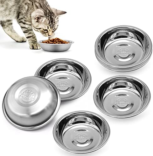 Tigelas de gato bigodes amigável, rasos de alimentos de gato de gato largo largo aço inoxidável, pratos de gato de metal alívio da