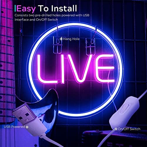 Leburry Live on Air Sign - LED brilhante iluminante ao vivo na luz aérea - sinal de néon ao vivo bom para tiktok, twitch,