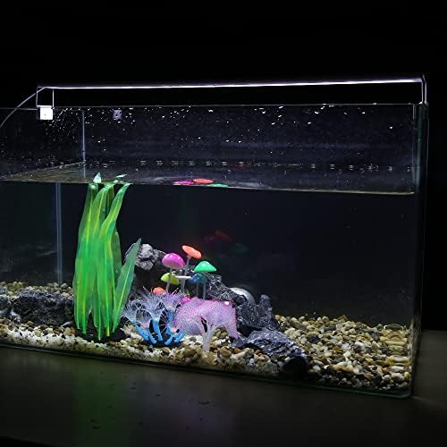Kit de plantas aquários vocoste, plantas de tanque de peixes falsas coloridas artificiais decoração de tanques de tanques de cogumelos