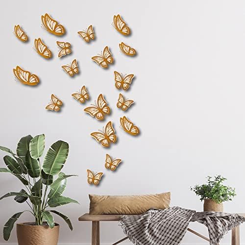 Pengcen 20 PCs 3D Butterflies Adesivos de parede, decalque de papel de dupla camada, adesivo removível de borboleta