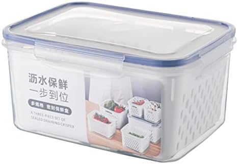 Recipientes de armazenamento de vegetais de frutas para geladeira drenando recipientes frescos 3 em 1 Removível Produzir contêineres