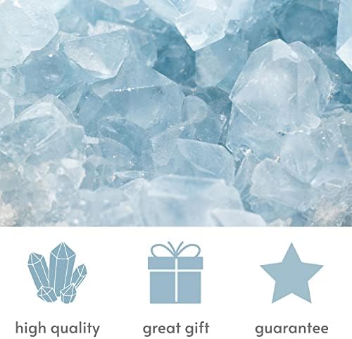 Coleção de mineralistas Cristais de célestita, aglomerados de cristal de 3 lb, cristais crus, cristais de bruxaria, cristal angelite, cristal azul, suprimentos de bruxaria, pedras de cura de cristais