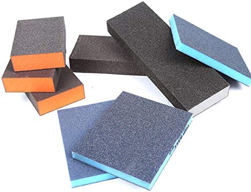 ALREMO Huangxing - Sponge de lixamento para escova de escova de maconha Viciços de lixando alumina de areia de metal de madeira, grão 220, 25 PCs, azul, 1,2 x 9,7 x 12cm