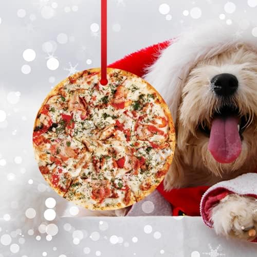Godblessign Food Árvore de Natal Ornamento de queijo e bacon Pizza Cerâmica pendurada para decoração de natal pingente meias preenchimento