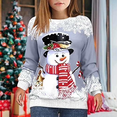 JjHhaevdy Mulheres fofas Funny Snowman Swewelts Feliz Christmas Graphic Tops soltos Camisetas impressas de manga comprida