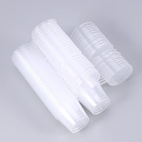 Toyvian 50pcs 25ml Copos de molho de porção de recipiente transparente vasos pequenos com tampas para mouses de iogurte de