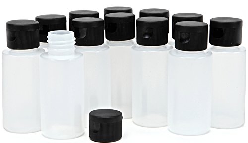 Vivaplex, 12, transparente, 2 oz, garrafas de aperto de plástico, com tampas de top linear pretas