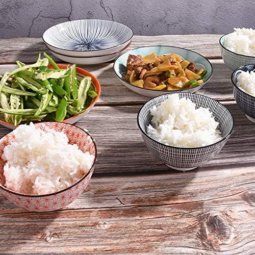 Braçadeiras japonesas Rice Cerâmica Tigelas Conjunto de 4, porcelana Rice Bowls Sushi Bowls pequenas tigelas de arroz para cereais de lanches de sopa