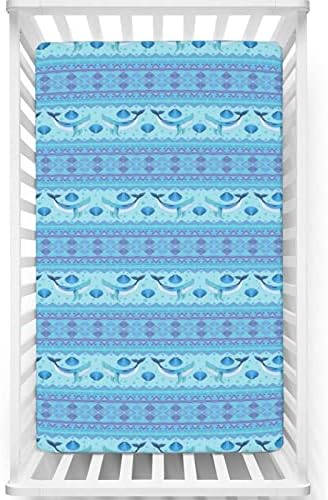 Mini-berço com tema de baleia, lençóis de berço, lençóis de berço portáteis Ultra Material Great para menino ou garotas ou berçário, 24 “x38”, azul de lilás turquesa