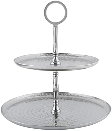 Shriji Crafts de alumínio de alumínio de 2 camadas Stand Stand Stand Stands Plate Tea Party Serving Platter Display