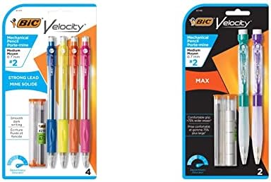 Lápis mecânicos originais de velocidade BIC, ponto médio, barris coloridos variados, pacote de 4 contagens e lápis mecânico
