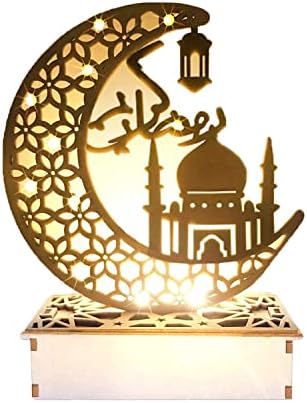 Luz do Ramadã, artesanato Eid Night Light Ramadã Decorações de Lâmpadas de Mubarak, 3D Decorações de madeira Eid Mubarak Luzes de festas