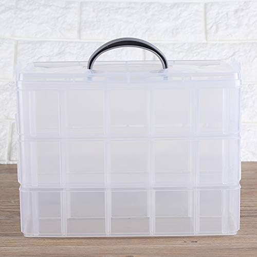 QPOSDR Caixa de armazenamento empilhável de três camadas Organizador de plástico Organizador artesanal Case Bins de contêiner de