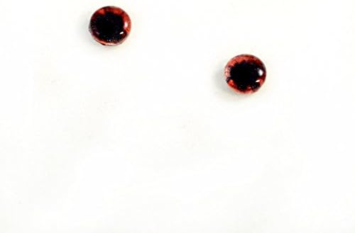 Par de 6 mm de vampiro preto e vermelho de vampiros de vidro, criando suprimentos de cabocões planos para bonecas ou jóias