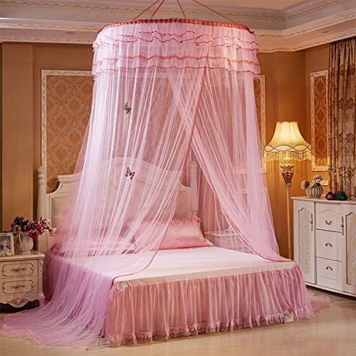 Princess Lace Dome Fantasy Mosquito Reding Reding pendurado Round Canopy Bed Altura líquida 2,7 m/106 em