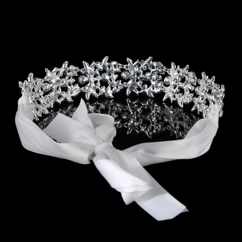 Kfjbx artesanato de fita de flor de cristal de cristal tiara coroa prata com acessórios de cabelo de casamento shiestone women tiara