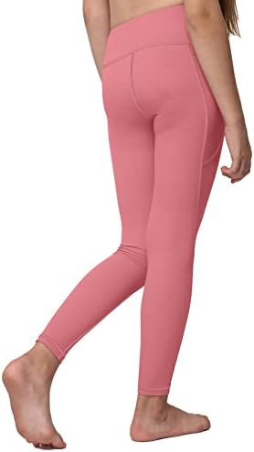 Leggings ativos de ioga para meninas com 2 bolsos - calças de ioga para crianças para atletismo