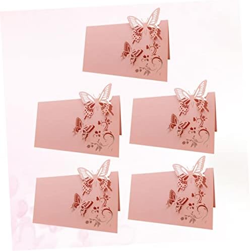 TOFFICU 100PCS TABELA DE PARTE Decoração Decoração Decoração Decoração de Casamento Cartões para Festa Cartões de Colocação de Casamento Tabela Cartões de Local Casamento Cartão de visita Cartão Cartão de assento Pink Hollow Out