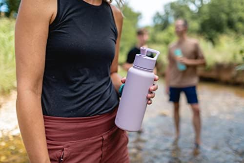 Garrafa moderna de água moderna com palha de palha, a vácuo, garrafas térmicas de metal de aço inoxidável | Flask