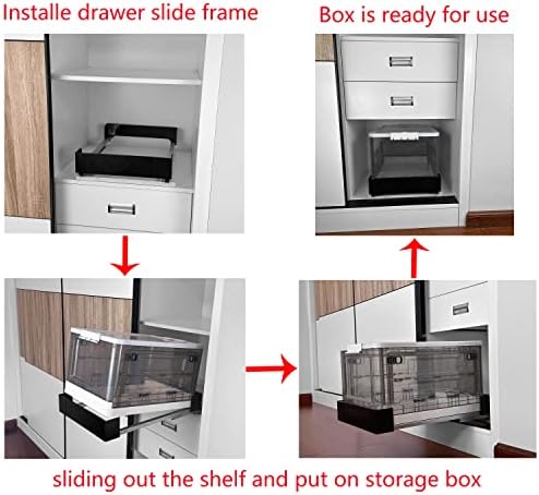 Caixa de organizador sob armazenamento da pia, extensão completa deslizando o recipiente de gaveta para cozinhas, abrindo e lateral