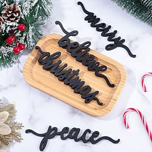 8 peças de natal placa de madeira placa de madeira sinal de madeira titulares de madeira recortes de palavras pratos de natal decoração