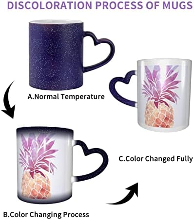 Abacaxi Mudança de cor de caneca Mudança de cor Cerâmica Canecas sensíveis a calor xícaras de água xícaras de café Magic engraçado artes personalizadas presentes personalizados