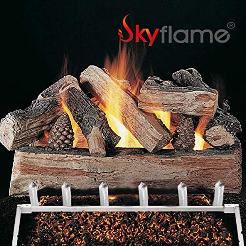 Skyflame de largura de lareira de 24 polegadas grade com panela de queimador duplo e kit de conexão para gás natural, 304