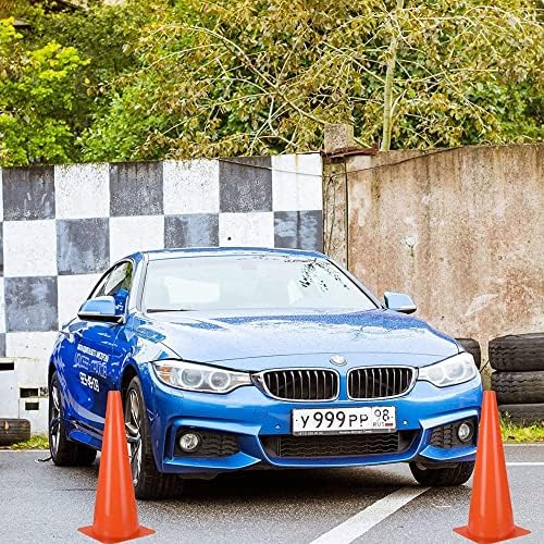 [7 pacote] Cones de segurança de trânsito, cones de treinamento de estacionamento laranja de 15 polegadas, cones de plástico para atividades internas/externas e eventos festivos