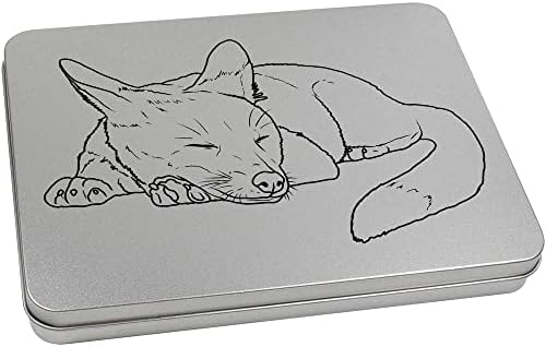 Azeeda 'Sleeping Fox' Metal Articled Stationery Tin / Storage Box
