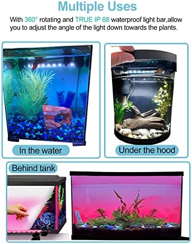 Mingdak Fish Aquarium Tank Luz - fundo de aquário Luz com timer automático ligado/desligado, controle remoto sem fio, alteração colorida RGB, luz LED submersa submersa, 7,5 polegadas 9 LEDs