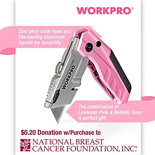 WorkPro 12V Drill sem fio rosa e kit de ferramentas domésticos+cortador de caixa rosa