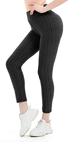Continentes texturizam leggings para meninas, calças de ioga Ultra Black Ultra Soft Controle de Tommes High Waist