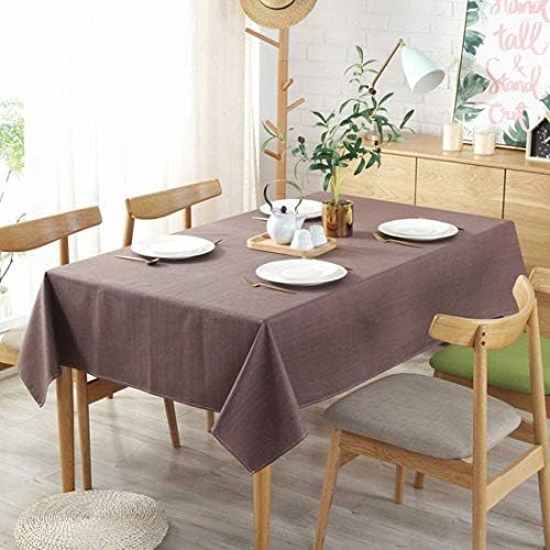 Linho de algodão de cor sólida de toalha de mesa Nuanyi, mesa de retangular à prova d'água Tala de jantar pesada na mesa de jantar para piquenique -Gray 130x264cm