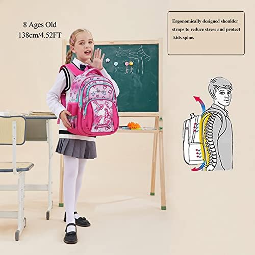 Mochila Cusangel Kids para meninas com lancheira, mochila primária de mochila pré -escolar de Multi Compartment Durável para meninas