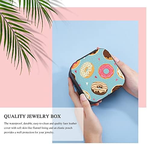 Caixa de jóias Nahan Donuts Padrão Caixa de armazenamento de jóias de jóias portáteis de viagem para colares Brincos de anéis