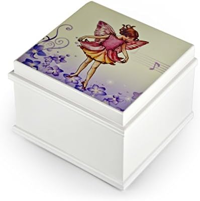 Fairia de Fada Encantada Matte White 18 Nota Ballerina Jewelry Box - Muitas músicas para escolher - Planetarium