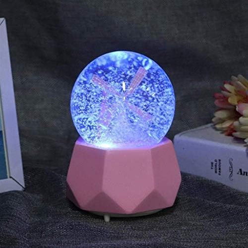 Zlbyb Snowball Glass Crystal Ball Night Light Music Box Craft Home Desktop Decoration